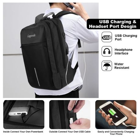 Backpack with phone charger best sale