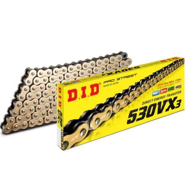 DID Chains 530 VX3 X-Ring Gold/Steel 140 Link Rivet Link