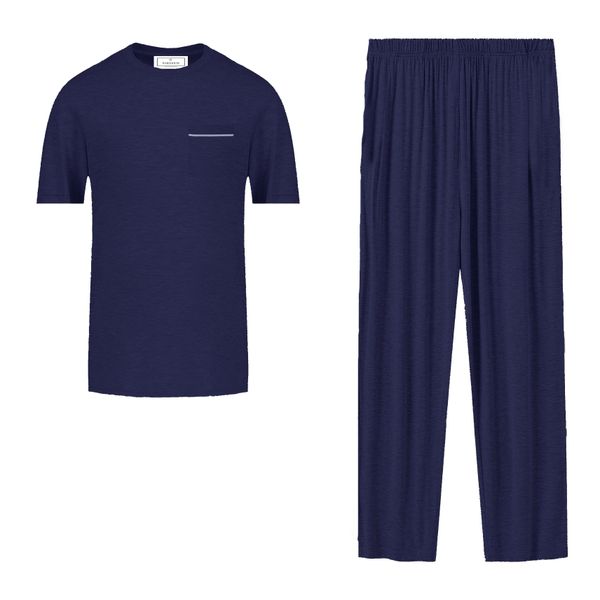 PJ Warehouse Men Navy Short Top Long Pants PJ Set