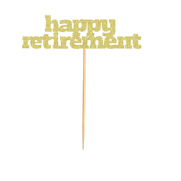 JD Happy Retirement Cupcake Toppers - 24Pcs