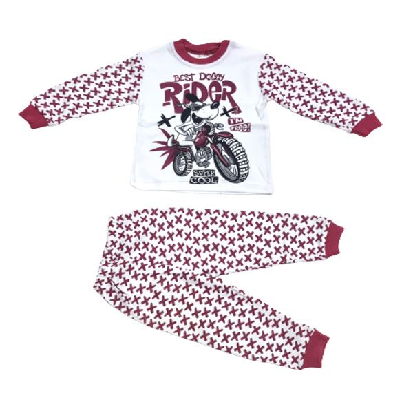 Boys Maroon and White Pyjama Set