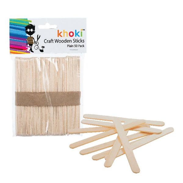 Bulk Pack x 10 Art+craft Wooden Lolly Sticks Plain 50 Piece Pack