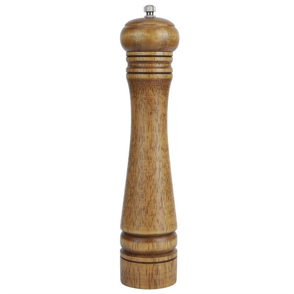 Oak Wood Pepper Grinder Manual Spice Salt Pepper Mill Kitchen Tool 10-inch