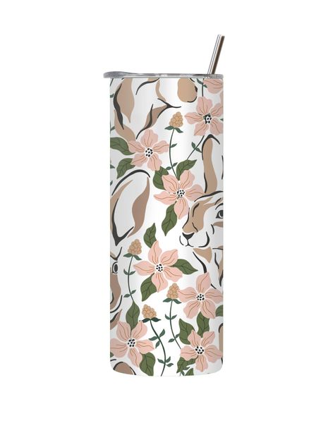 White Bunny 20 Oz Tumbler with Lid Straw Abstract Boho Graphic Present 158