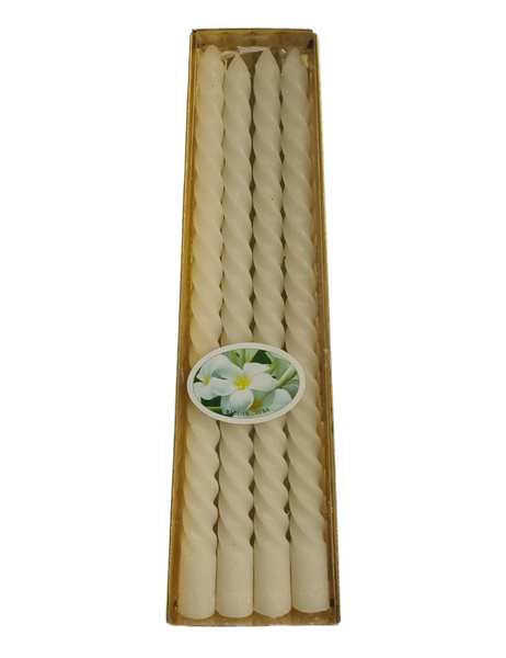 Set Of 4 Twist Taper Candles - 25cm - White