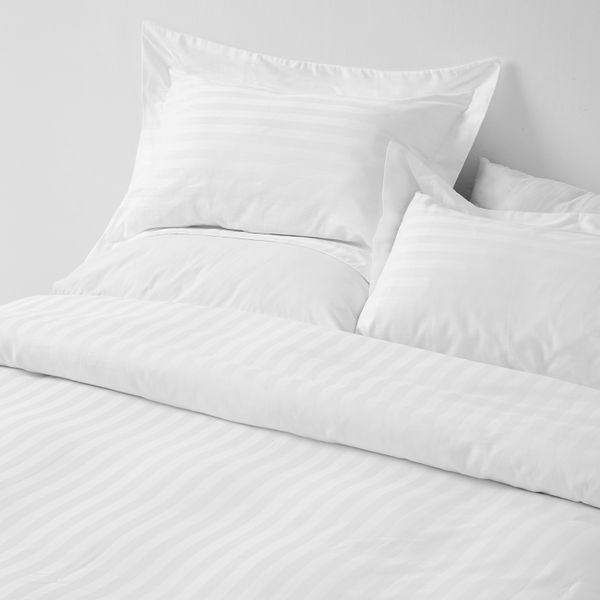 George &amp; Mason - 300 TC Sateen Stripe Duvet Cover Set - White