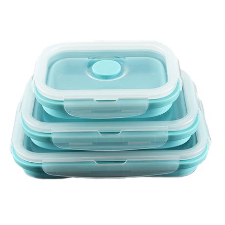 Thin Bins Collapsible Containers – Set of 2 Large Rectangle Silicone Food  Storage Containers -Microwave, Dishwasher Safe