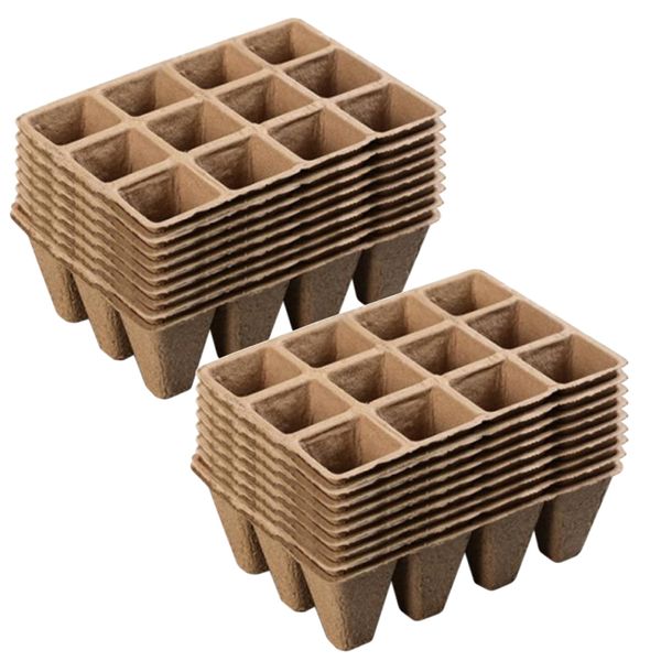 Garden Decomposable Seedling Germination Starter Tray 12 Hole - Set Of 20