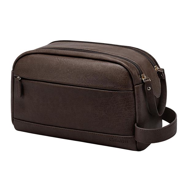 PU Leather Toiletry Bag for Men - Water Resistant Travel Bag for Toiletries