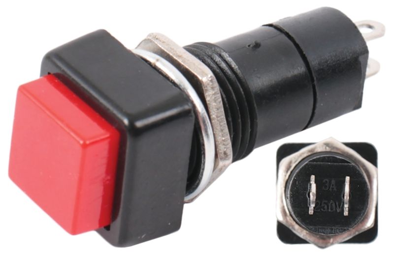 12 Volt Square Button Switch - Red
