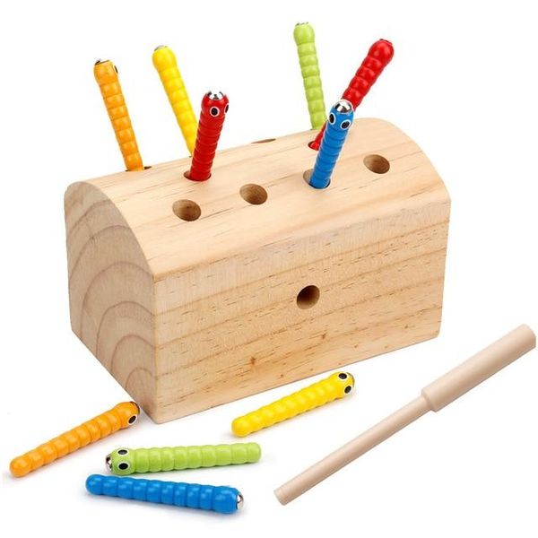 Wooden Magnetic Catch Worms Game
