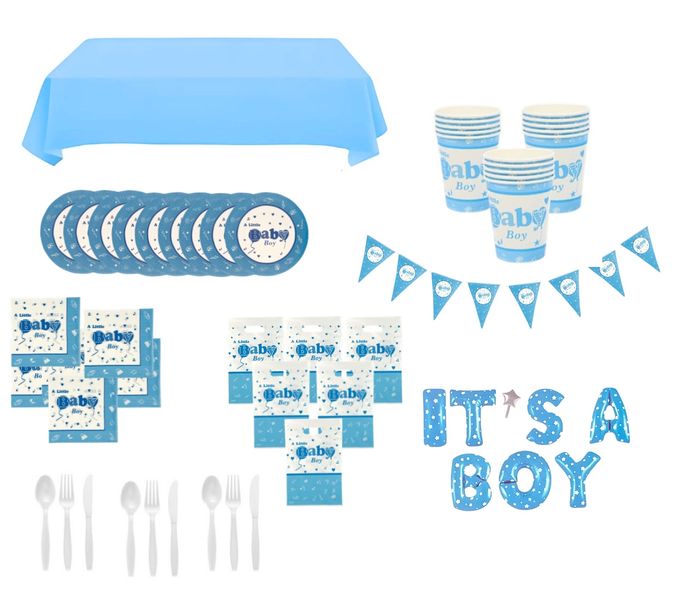 It's A Boy 20 Guest Baby Shower Disposable Entertainment Pack - The Fun Store