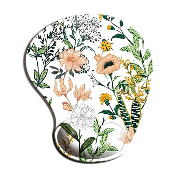 Ergonomic Mouse Pad with Wrist Support Non-Slip PU Base Beautiful Floral