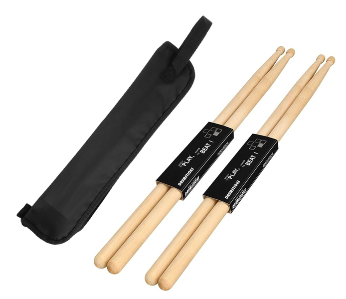 Play Beat 7A Wooden Tip Drum Sticks and Drum Stick Bag
