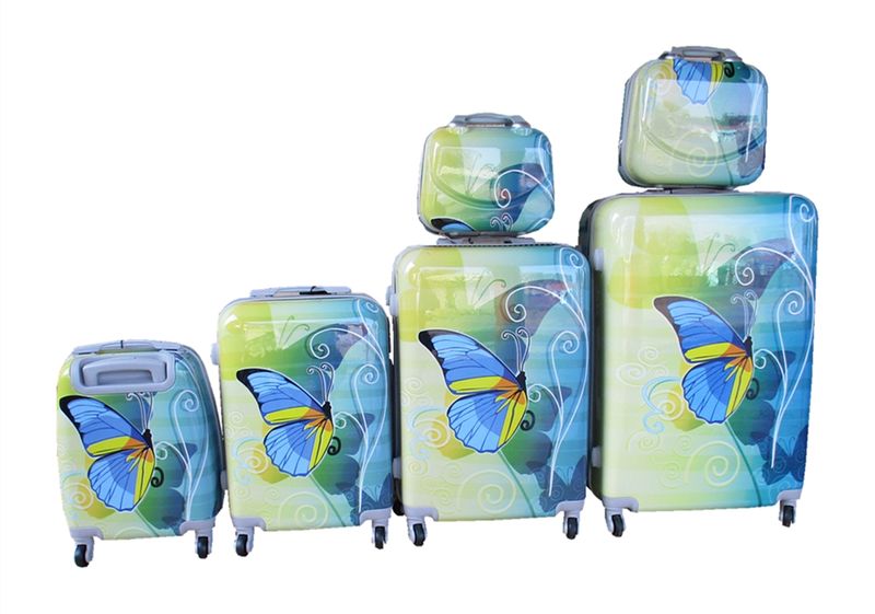 Luxury PC Travel Luggage 6 Piece - Yellow Butterflies