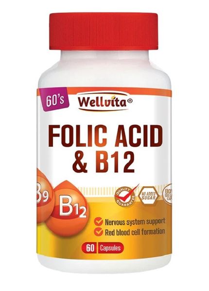 Wellvita - Folic Acid &amp; B12 Capsules 60's