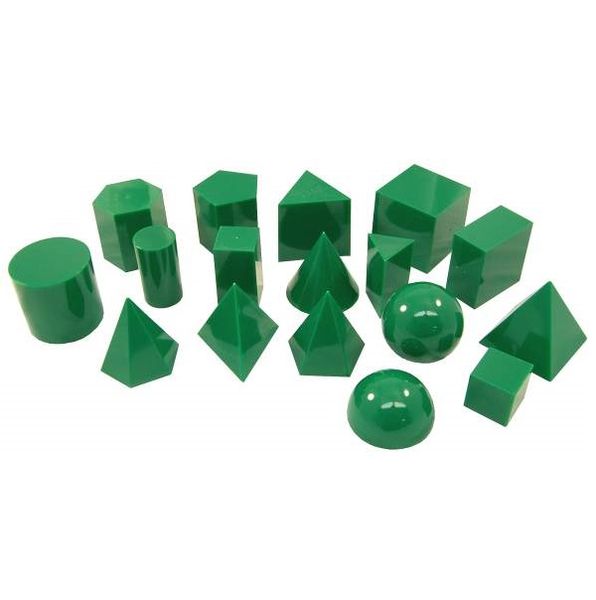 EDX Education Geometric Solids Green Plastic 5cm - 17 Piece