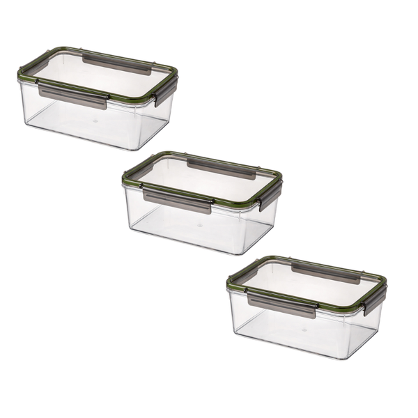 3 Pack - Airtight Leak-Proof Food Storage Container 1650ml - Transparent