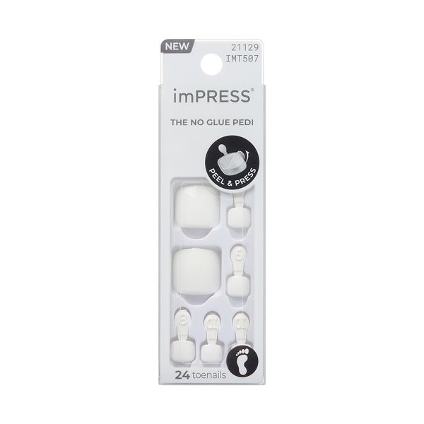 Kiss imPRESS No Glue Pedi Press-On Artificial Toenails, Angel Vibes design