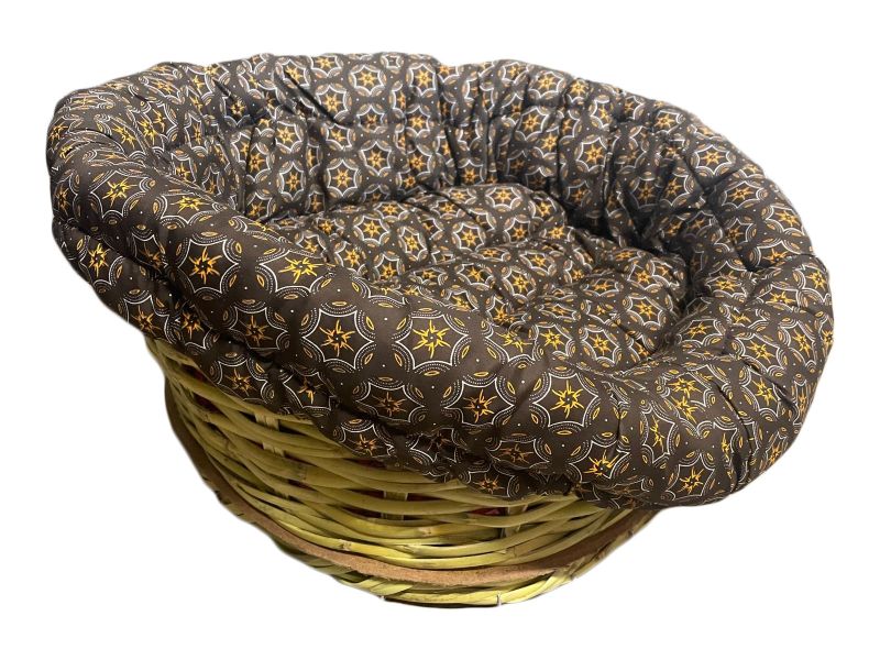Small Basket Dog Bed with Cushion - Brown
