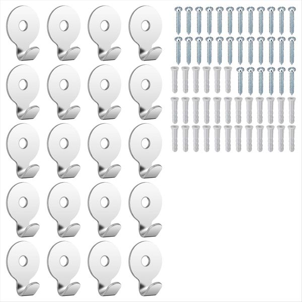 30 Lb Utility Hanger Wall Hook Utility Zinc Plated Keyhole 20Pack
