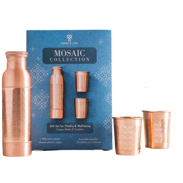 Forrest &amp; Love Copper Giftset Mosaic Copper Bottle (1x 900 ml, 2x 300 ml)
