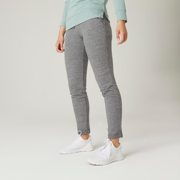 Domyos Women's Slim-Fit Fitness Jogging Bottoms 500 - Grey