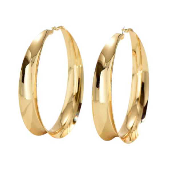 Chic &amp; Bold Statement-Making Hoop Earrings - Gold-Toned