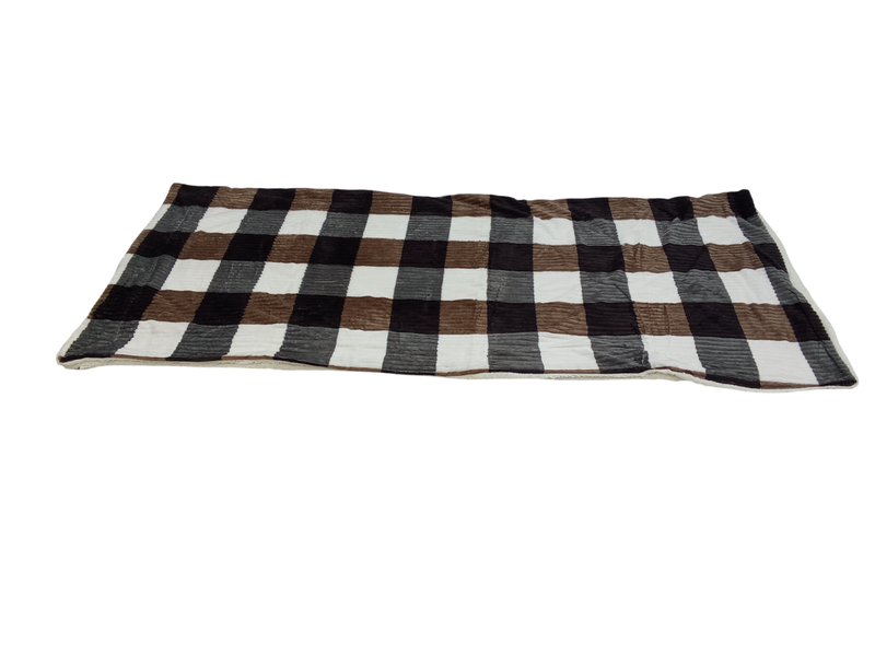 Ultra-Soft Throw in Brown, Grey &amp; White - 200x230cm