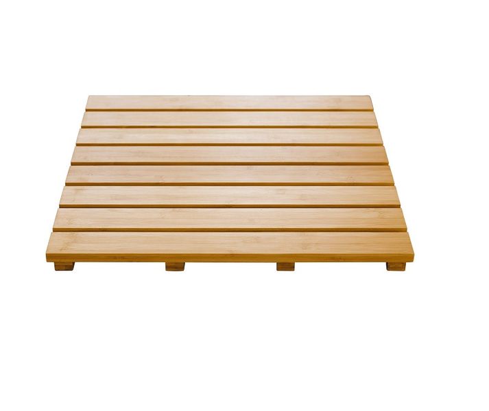 Non-Slip Bamboo Wood Bathroom Mat - Natural Brown
