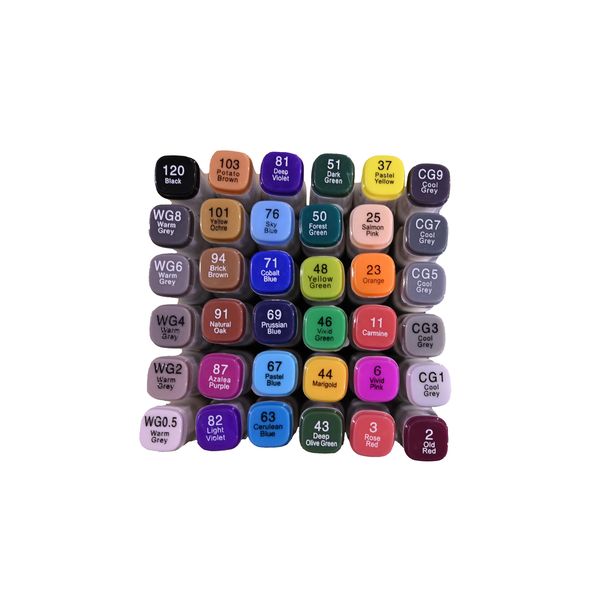Pack Of 36 Dual Head Alcohol Based Oil Vibrant Art Markers Set - White