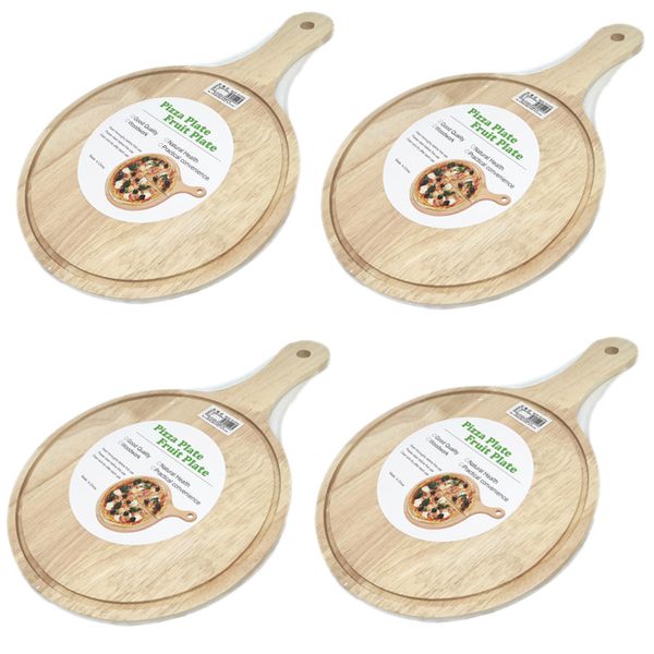 4 x Pizza Board - Serving Plate - Cutting Board - Premium Meranti Wood