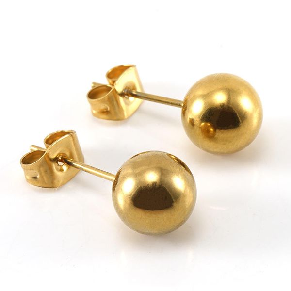 Earrings Round Ball Press Piercing Studs Gold