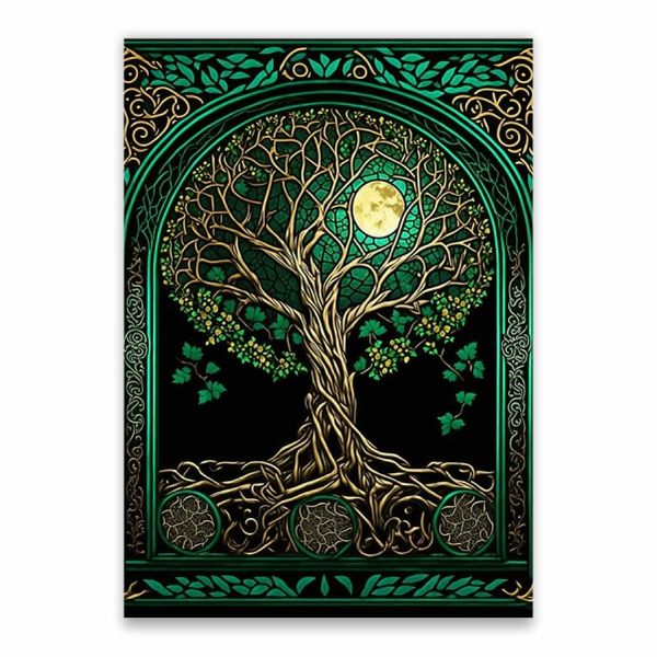 Tree Green Stained Glass Poster - A1