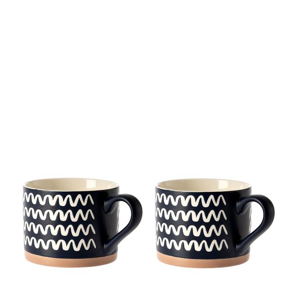 George &amp; Mason - Nordic Blue Squiggle 2 Pack Mugs