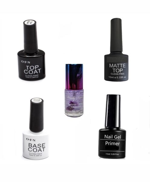 5 In 1 Nail Base Coat, Top Coat, Matte Coat, Primer &amp; Cutile Oil Set