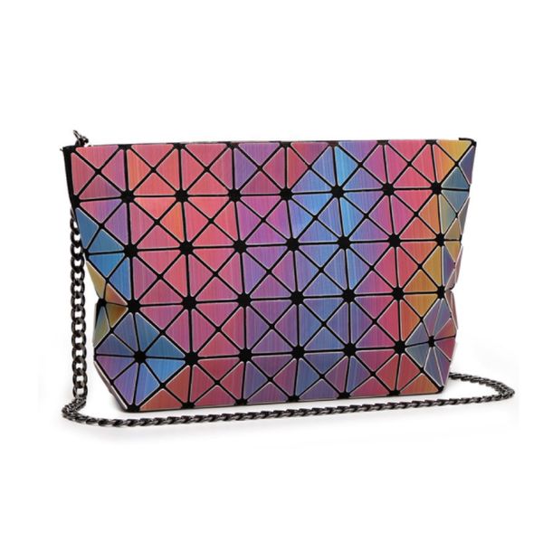 Geometric Holograph Rainbow Handbag / Clutch with Lattice Design