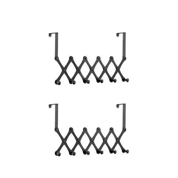 Over-Door Expandable Utility Hook Rack - Space-Saving Storage -Pack of 2