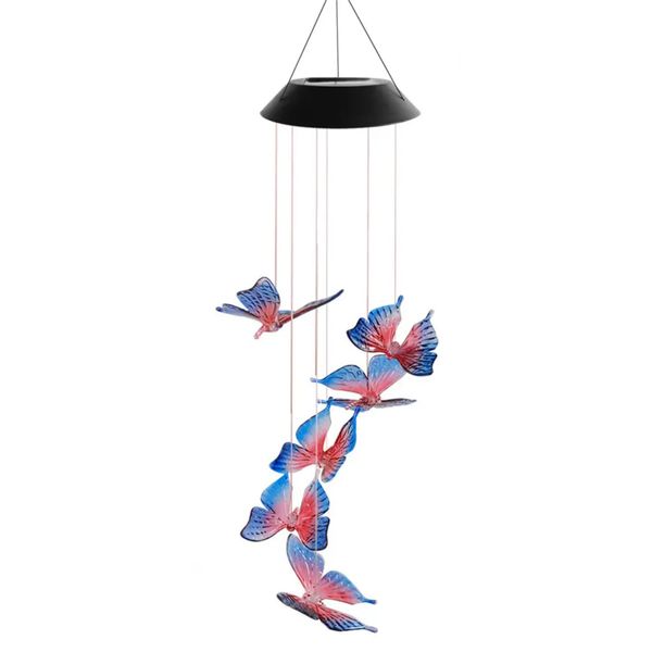 Solar-Powered LED Wind Chime Light Butterfly Style for Outdoor Garden