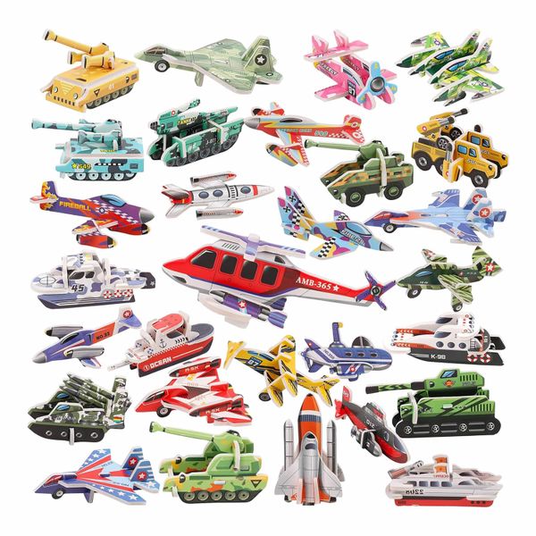 30 Pcs Educational Aircraft Puzzle Tank Plane Rocket Puzzles,3D Puzzles