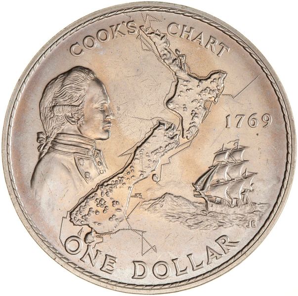 New Zealand Captain Cooks Voyage 1969 Large Dollar Coin