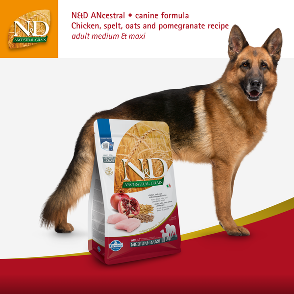 Farmina N&amp;D Ancestral - Chicken, Spelt, Oats &amp; Pomegranate 12kg Medium&amp;Maxi