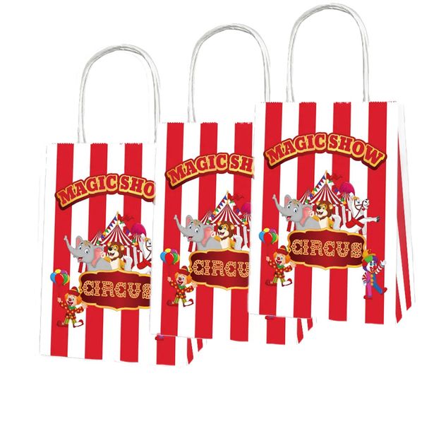 Party Favor Bags with Handles - Circus Theme - 12 Bags