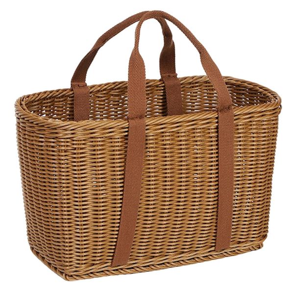 Home Outdoor Multi-Functional Woven Wicker Rattan Picnic Basket - 35cm