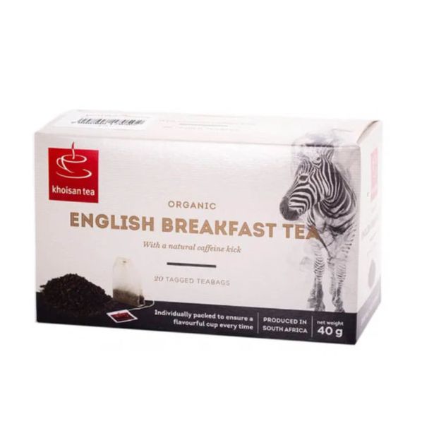 Khoisan Organic English Breakfast String and Tag Tea (20x40g) x 4