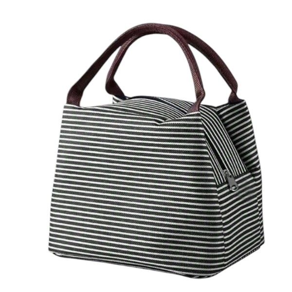 Large Capacity Double-Layer Insulated Lunch Bag - Black