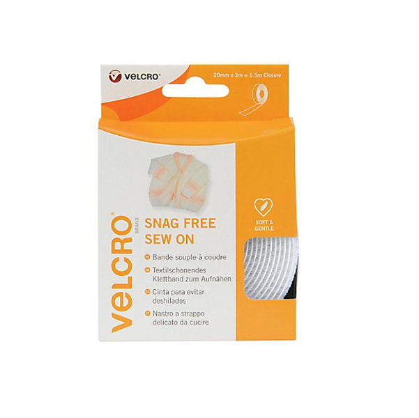 VELCRO® Brand Snag Free Sew On Tape - 20mm x 3m - White