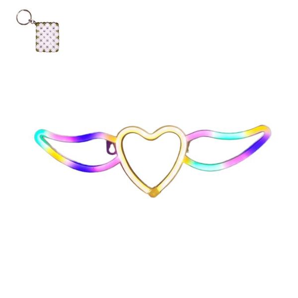 FA-A64 Heart Wing Neon Sign Lamp USB And Battery Operated And A Keyholder