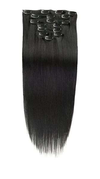 Straight Color 1B XXL 7 Piece Clip In - Brazilian Remy Human Hair