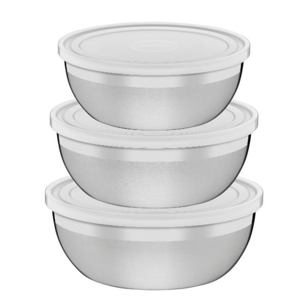 Tramontina 3 Piece Freezinox Stainless Steel Plastic Lid Set